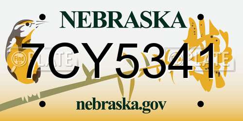 7CY5341 Nebraska License Plate