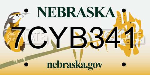 7CYB341 Nebraska License Plate