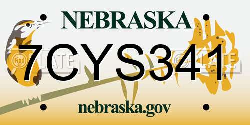 7CYS341 Nebraska License Plate