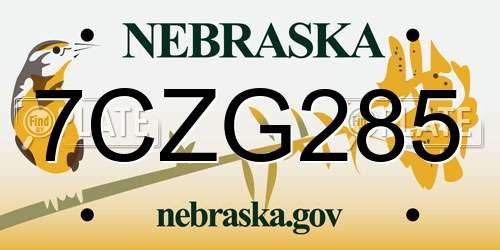 7CZG285 Nebraska License Plate