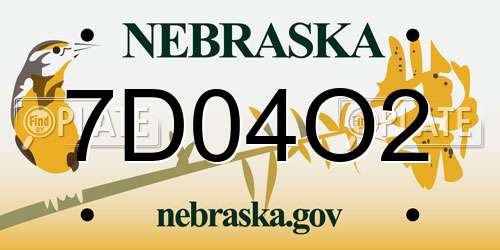 7D04O2 Nebraska License Plate
