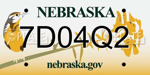 7D04Q2 Nebraska License Plate