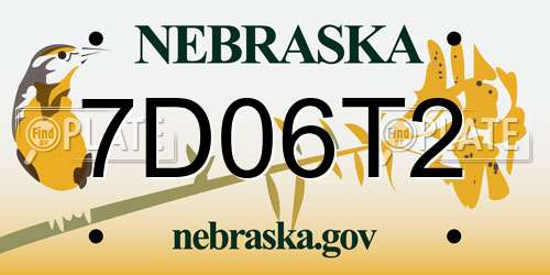 7D06T2 Nebraska License Plate