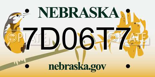 7D06T7 Nebraska License Plate