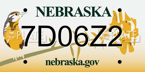 7D06Z2 Nebraska License Plate