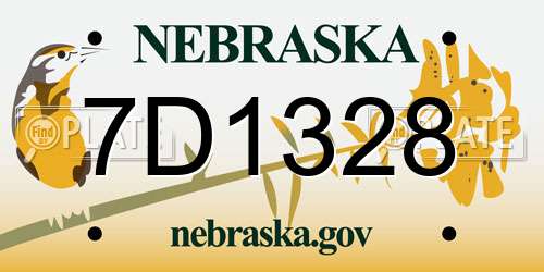 7D1328 Nebraska License Plate