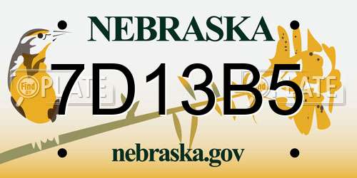 7D13B5 Nebraska License Plate