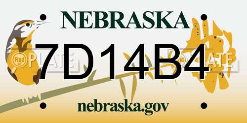 7D14B4 Nebraska License Plate