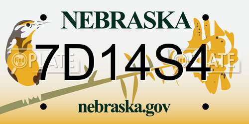 7D14S4 Nebraska License Plate