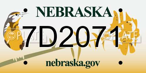 7D2071 Nebraska License Plate