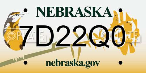 7D22Q0 Nebraska License Plate