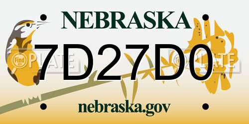 7D27D0 Nebraska License Plate