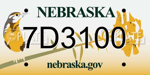 7D3100 Nebraska License Plate