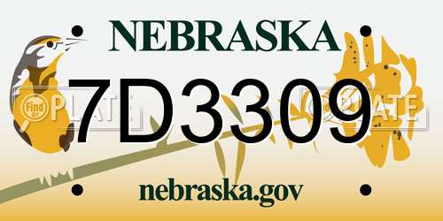 7D3309 Nebraska License Plate