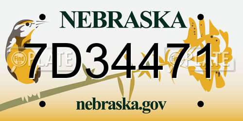 7D34471 Nebraska License Plate