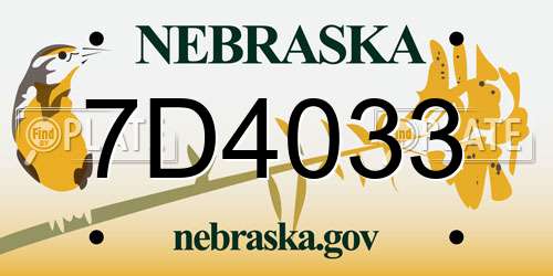 7D4033 Nebraska License Plate