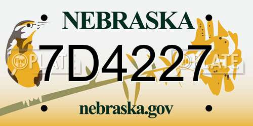 7D4227 Nebraska License Plate