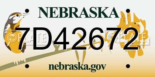 7D42672 Nebraska License Plate