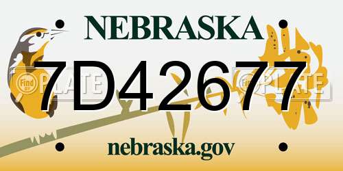 7D42677 Nebraska License Plate