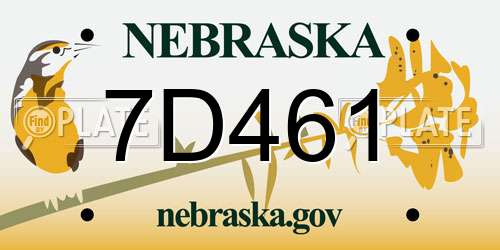 7D461 Nebraska License Plate