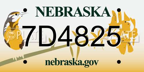 7D4825 Nebraska License Plate