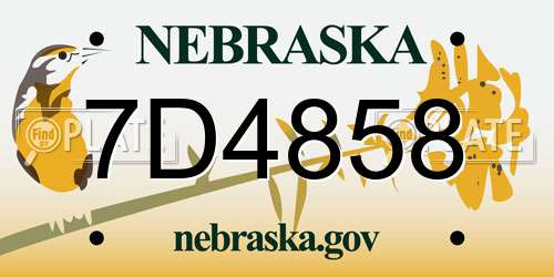 7D4858 Nebraska License Plate