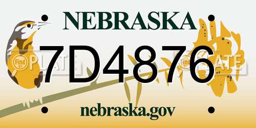 7D4876 Nebraska License Plate