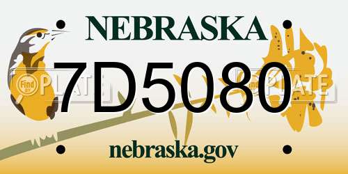 7D5080 Nebraska License Plate
