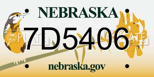 7D5406 Nebraska License Plate