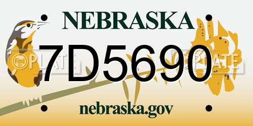 7D5690 Nebraska License Plate