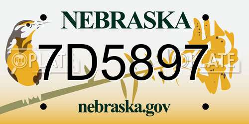 7D5897 Nebraska License Plate