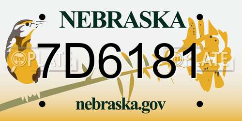 7D6181 Nebraska License Plate