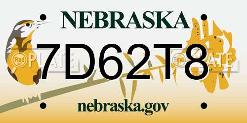 7D62T8 Nebraska License Plate