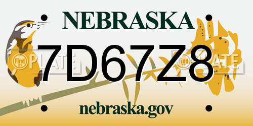 7D67Z8 Nebraska License Plate