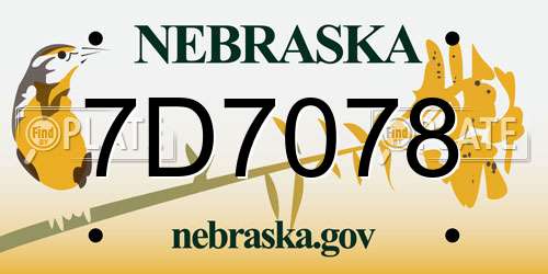 7D7078 Nebraska License Plate