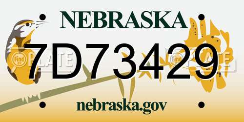 7D73429 Nebraska License Plate