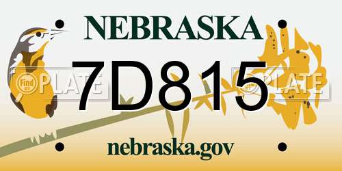 7D815 Nebraska License Plate