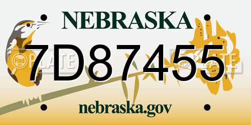 7D87455 Nebraska License Plate