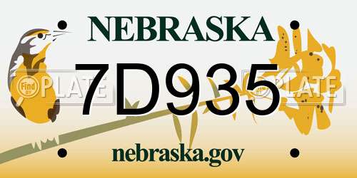 7D935 Nebraska License Plate