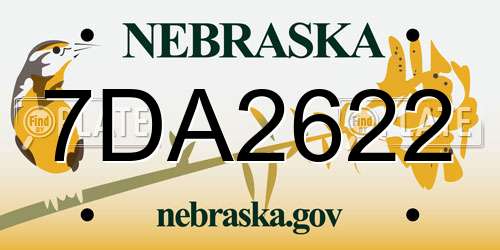 7DA2622 Nebraska License Plate