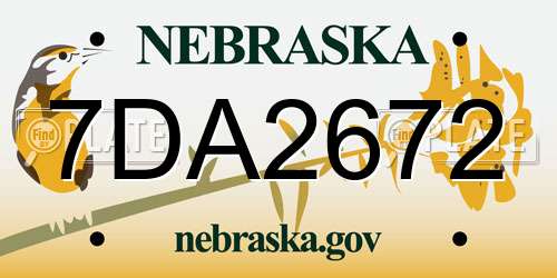 7DA2672 Nebraska License Plate