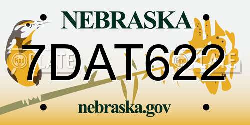 7DAT622 Nebraska License Plate