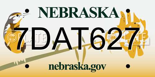 7DAT627 Nebraska License Plate