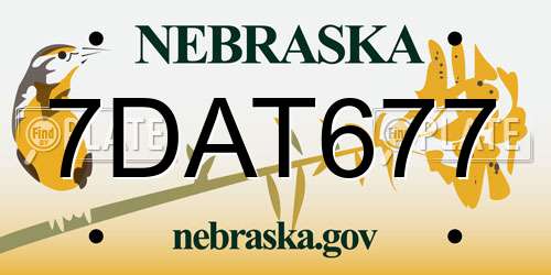 7DAT677 Nebraska License Plate
