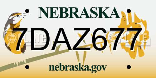 7DAZ677 Nebraska License Plate