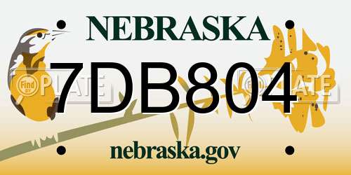 7DB804 Nebraska License Plate