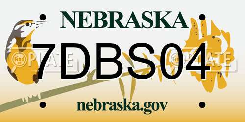 7DBS04 Nebraska License Plate