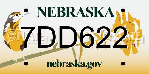 7DD622 Nebraska License Plate