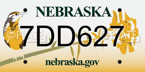 7DD627 Nebraska License Plate