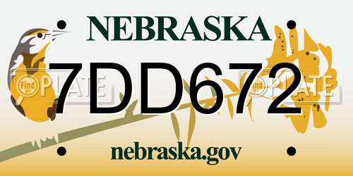7DD672 Nebraska License Plate